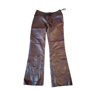 Cache Lambs Leather Maroon Pants‎ Wine Womens Size 8 Pants